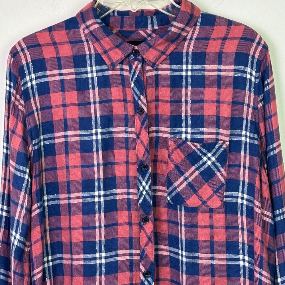 Rails Rust, Navy Blue Plaid Button Down Shirt Siz… - image 2